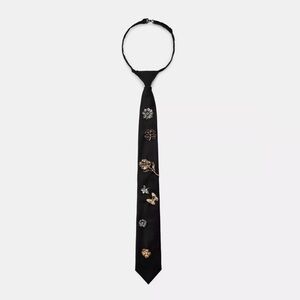 Zara Black Tie with Brooch Embellishments